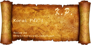 Korai Pál névjegykártya